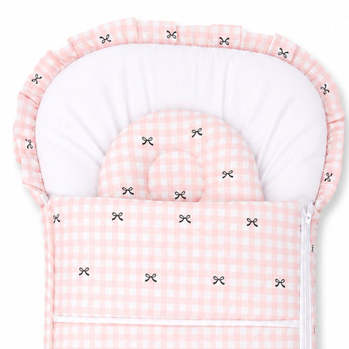 Infant Cozy Carry Nest Pink Vintage Bow & Checks Print