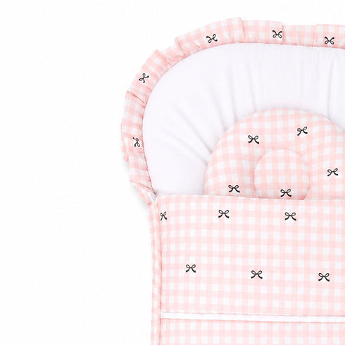 Infant Cozy Carry Nest Pink Vintage Bow & Checks Print