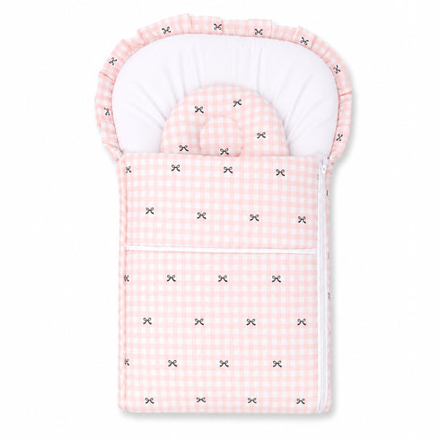 Infant Cozy Carry Nest Pink Vintage Bow & Checks Print