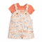 Girls Tea Pink Dangri Style Dress with Bodysuit Printed