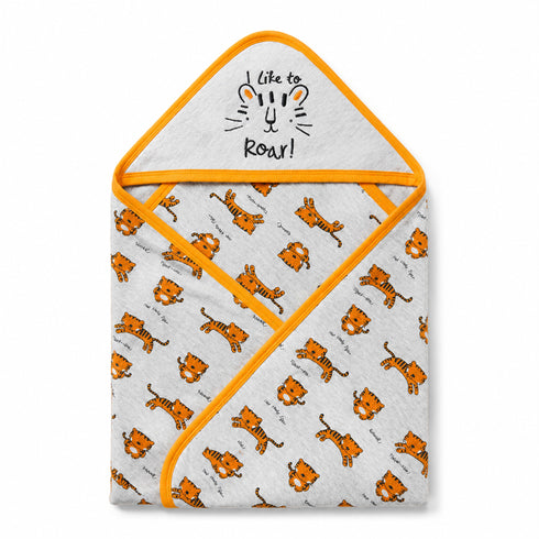 Infant Hooded Wrapping Sheet Grey Roar
