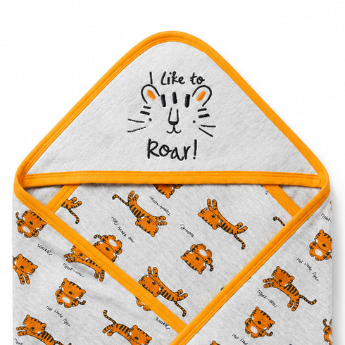 Infant Hooded Wrapping Sheet Grey Roar