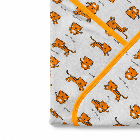 Infant Hooded Wrapping Sheet Grey Roar