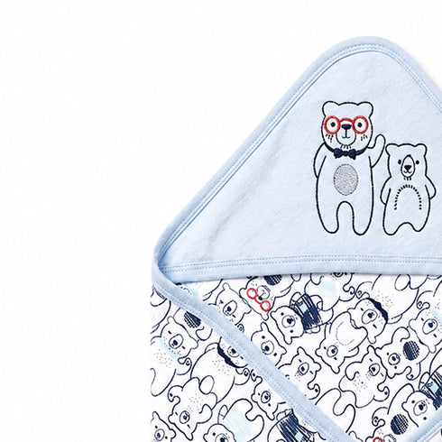 Infant Hooded Wrapping Sheet Baby Bear
