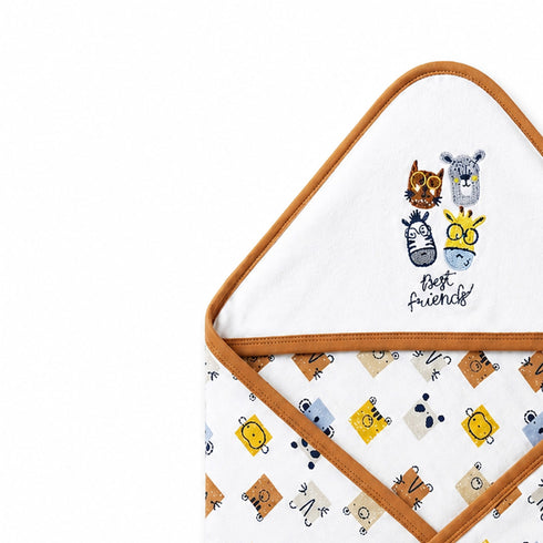 Infant Hooded Wrapping Sheet White Safari
