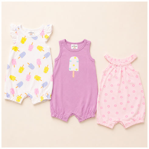 Infant Pack of Three Onesies Pink Printed