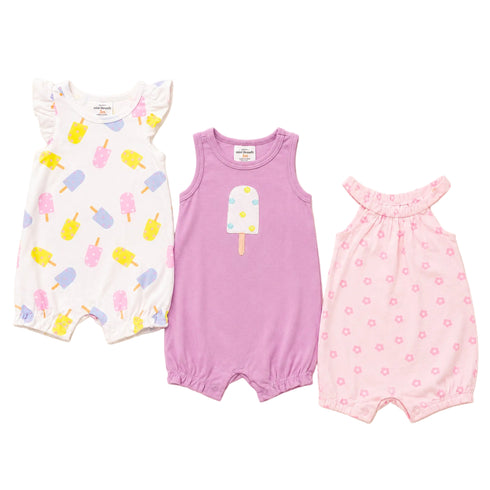Infant Pack of Three Onesies Pink Printed