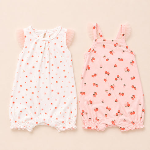 Infant Pack of Two Onesies White Printed