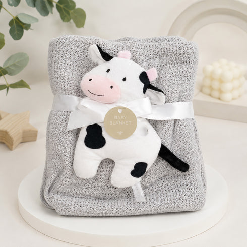 Infants Blanket with Stuff Toy Grey