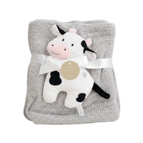 Infants Blanket with Stuff Toy Grey