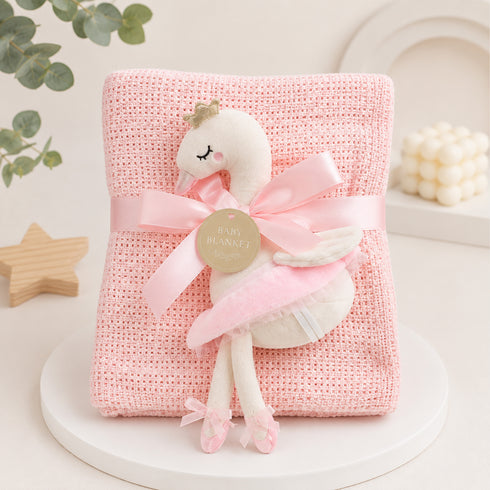 Infants Blanket with Stuff Toy Pink