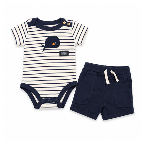 Infants Outfit Blue Whale Bodysuit & Shorts