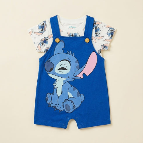 Infants Dungaree Suit Blue White Stitch Character Dungaree & T-Shirt Set