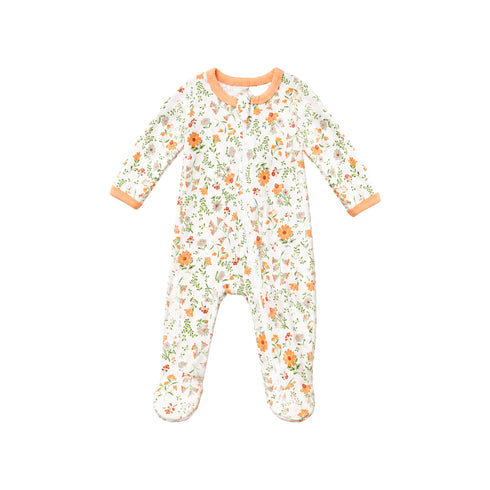 Infants Cotton Full Rompers Pack of Two Peach Flower Print
