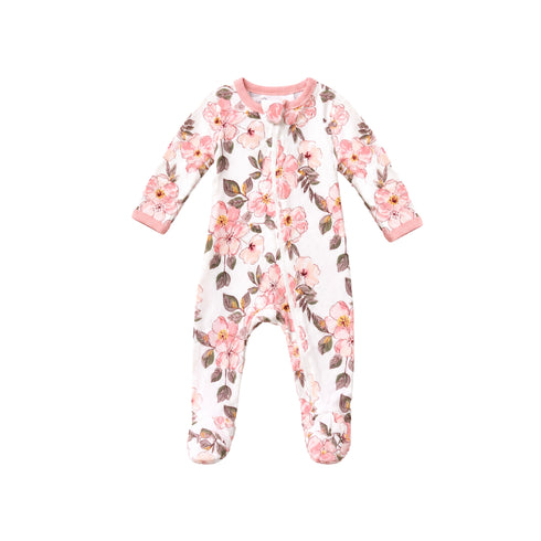 Infants Cotton Full Rompers Pack of Two Pink Flower Print