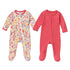 Infants Cotton Full Rompers Pack of Two Pink White Flower Print