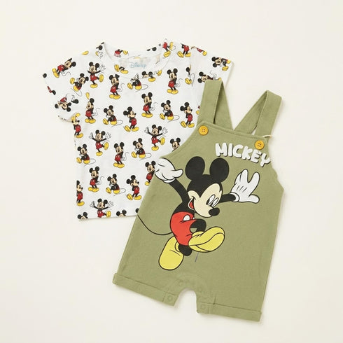 Infants Dungaree Suit Disney Mickey Dungaree & T-Shirt Set