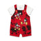 Infants Dungaree Suit Red White Mickey Dungaree & T-Shirt Set