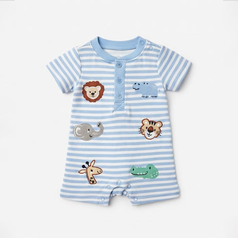 Infants Onesie Blue Stripes Jungle