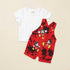 Infants Dungaree Suit Red White Mickey Dungaree & T-Shirt Set
