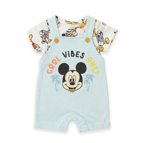 Infants Dungaree Suit Sea Green Cool Vibes Mickey Dungaree & T-Shirt Set