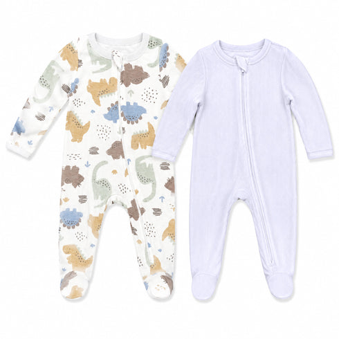 Cotton Dino Pack of Two Rompers Set Kids Designer Dresses 0-9 Months