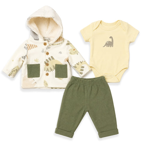 Fleece & Cotton Dino Winter Suit Set Kids Designer Dresses 0-18 Months