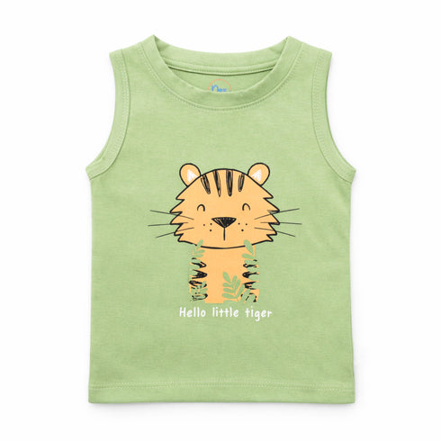 Kids Graphic Sando Shirt Green Little Tiger