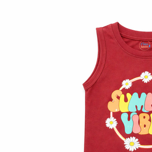 Kids Graphic Sando Shirt Red Summer Vibes