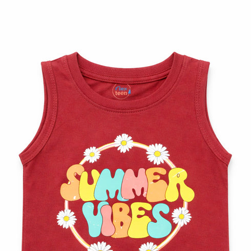 Kids Graphic Sando Shirt Red Summer Vibes