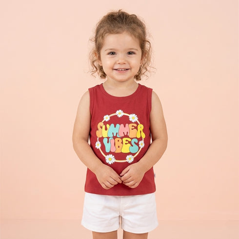 Kids Graphic Sando Shirt Red Summer Vibes