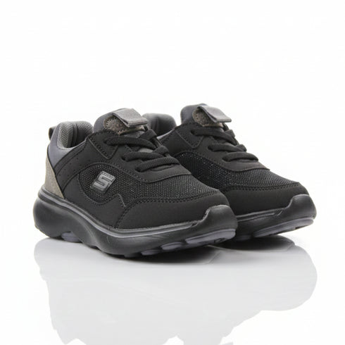 Kids Jogger Shoes Black & Grey Skechers Design