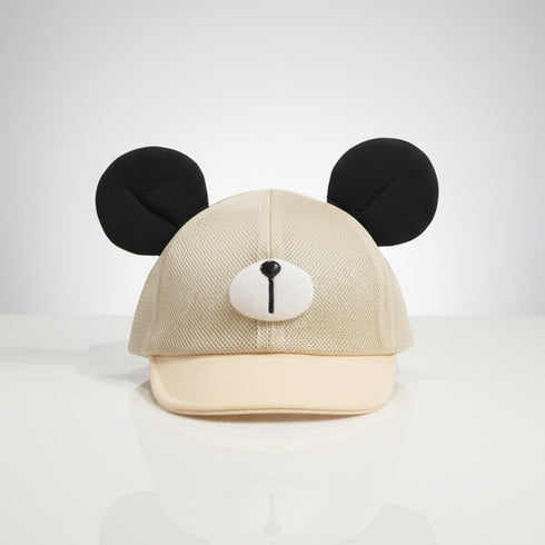 Kids Net Cap Beige Baby Bear Design