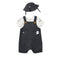 Kit Pearl Baby Zebra Summer Dungaree Suit Set Grey