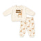 Cream Baby Boy Suit Hello World Sweatshirt Trouser Suit Set 0-9M