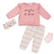 Tea Pink Mauve Ruffle Cotton Baby Girl Dresses Top Trouser Set 0-9M