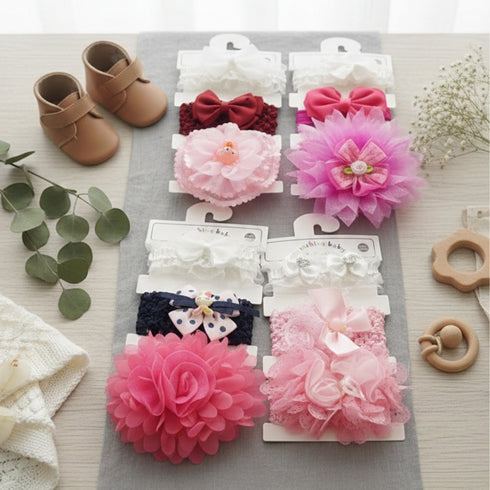 Mixed Flower & Bowknot Headband Pack of 3 for Babies