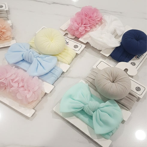 Mixed Flower & Bowknot Headband Pack of 3 for Babies