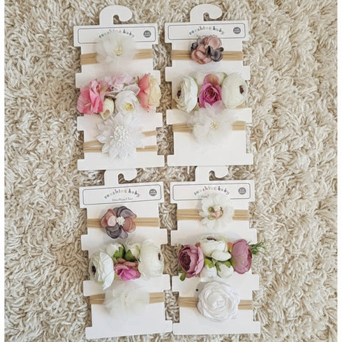 Mixed Flower Headband Pack of 3 for Babies