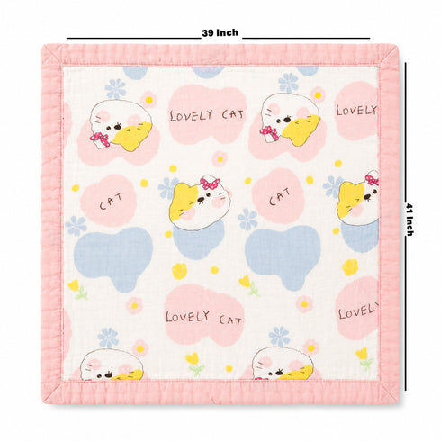 Infant Muslin Layered Blanket and Wrap Sheet Pink Kitty