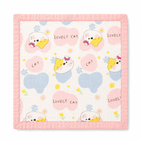 Infant Muslin Layered Blanket and Wrap Sheet Pink Kitty