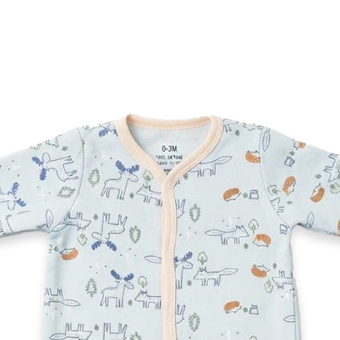 Blue Muslin Cotton Baby Romper 0-9M