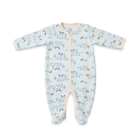 Blue Muslin Cotton Baby Romper 0-9M