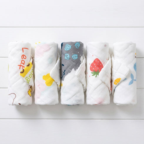 Muslin Cotton Face Towels Pack of 5 White