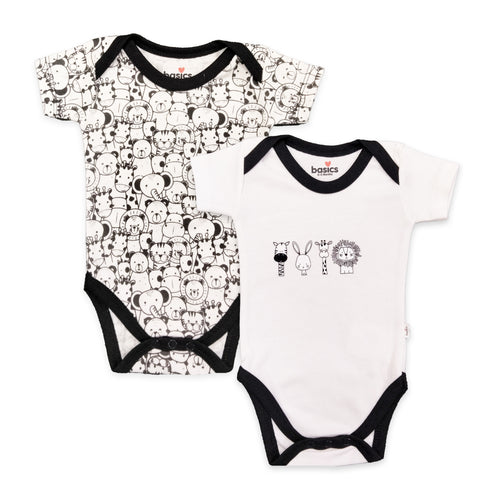 Pack of 2 Baby Bodysuits White Jungle