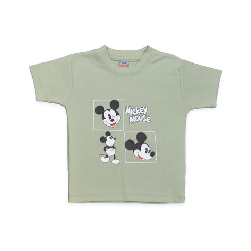 Pack of 2 Baby T-Shirts Beige Green Mickey