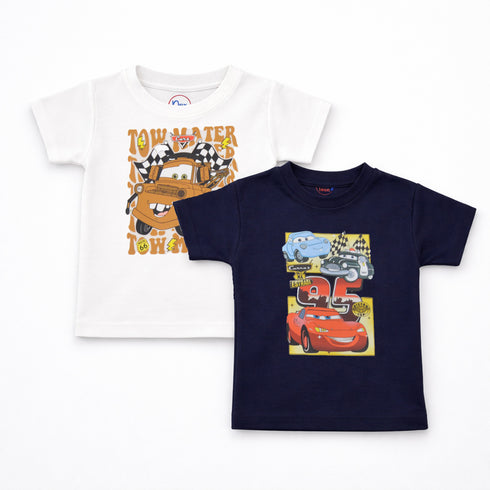 Pack of 2 Baby T-Shirts Navy and White McQueen