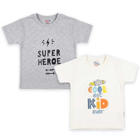 Pack of 2 Baby T-Shirts White Grey Cool Kid