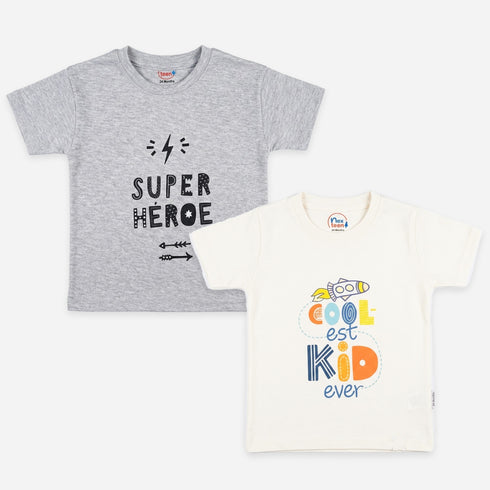 Pack of 2 Baby T-Shirts White Grey Cool Kid