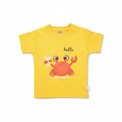 Pack of 2 Baby T-Shirts Yellow Blue Hello Crab